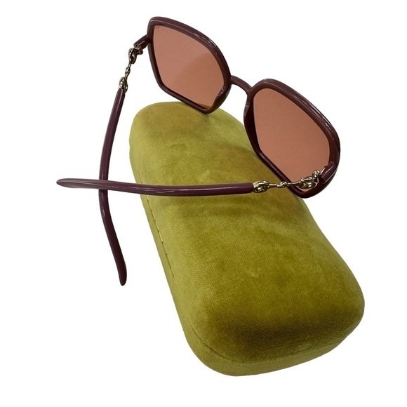 GUCCI Oversized Square Mauve Burgundy Large Designer Sunglasses - Picture 6 of 15